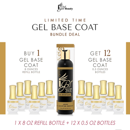 Igel - Refill Bundle Base Coat 8oz + 12 Free 0.5oz Bottles