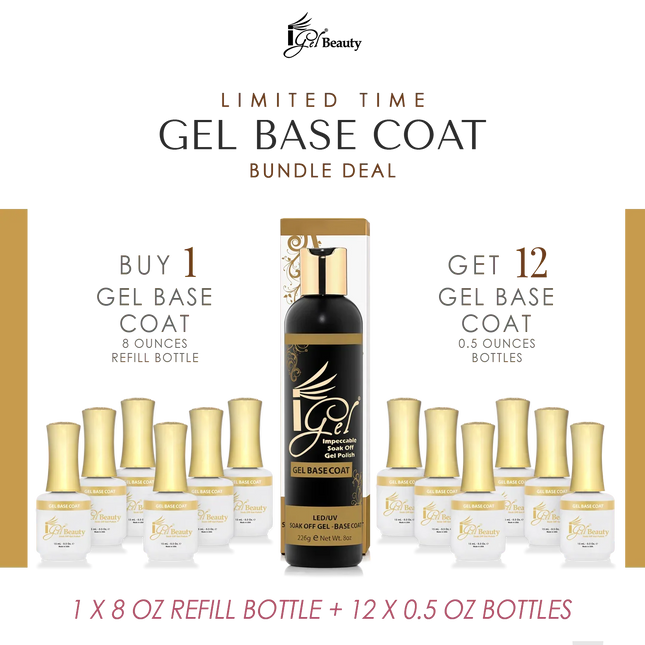 Igel - Refill Bundle Base Coat 8oz + 12 Free 0.5oz Bottles