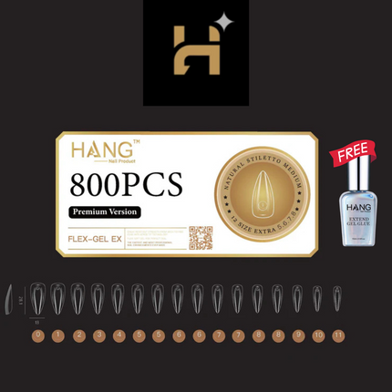 Hang Premium Flex-Gel X Natural Stiletto ( S–XL ) / Free 1 Hang Extend On Gel 0.5oz
