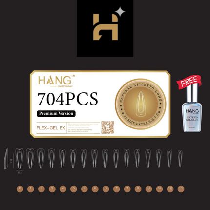 Hang Premium Flex-Gel X Natural Stiletto ( S–XL ) / Free 1 Hang Extend On Gel 0.5oz