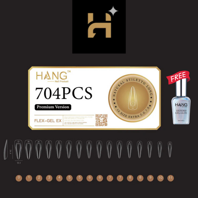 Hang Premium Flex-Gel X Natural Stiletto ( S–XL ) / Free 1 Hang Extend On Gel 0.5oz