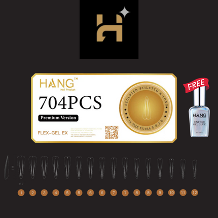 Hang Premium Flex-Gel X Natural Stiletto ( S–XL ) / Free 1 Hang Extend On Gel 0.5oz