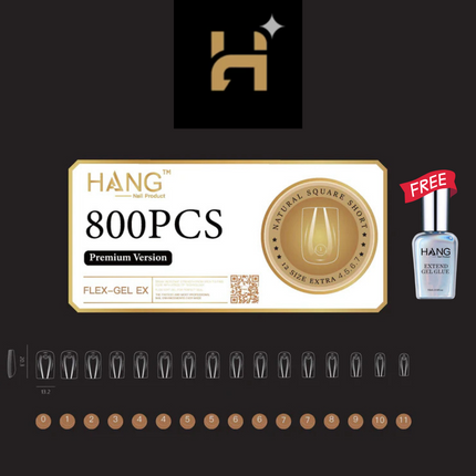 Hang Premium Flex-Gel X Natural Square ( XS–XL ) / Free 1 Hang Extend On Gel 0.5oz