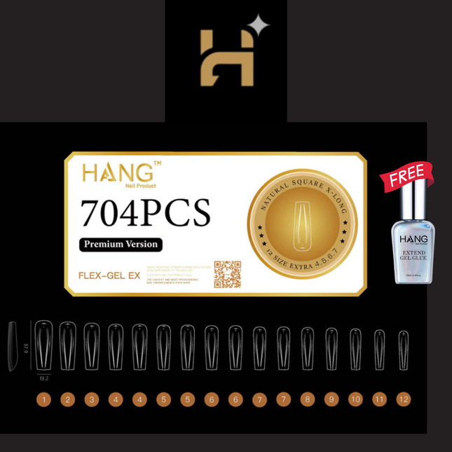 Hang Premium Flex-Gel X Natural Square ( XS–XL ) / Free 1 Hang Extend On Gel 0.5oz