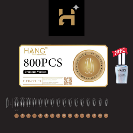 Hang Premium Flex-Gel X Natural Round ( S – L ) / Free 1 Hang Extend On Gel 0.5oz