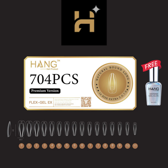 Hang Premium Flex-Gel X Natural Round ( S – L ) / Free 1 Hang Extend On Gel 0.5oz
