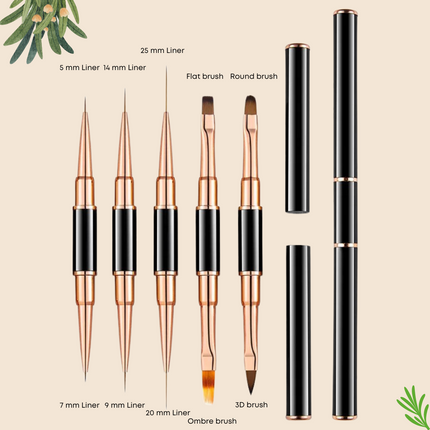 Nail Art Dual End Brush (Set 5pcs)