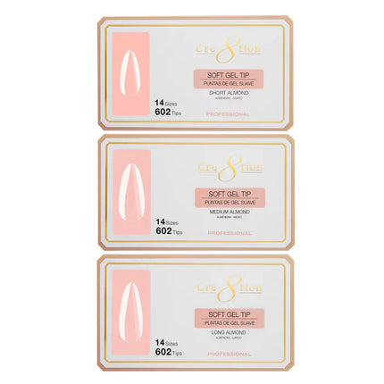 Cre8tion - Gel Tips Combo 2 Sizes - Almond