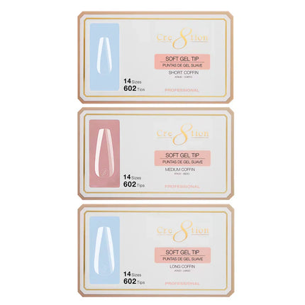 Cre8tion - Gel Tips Combo 3 Sizes: Coffin