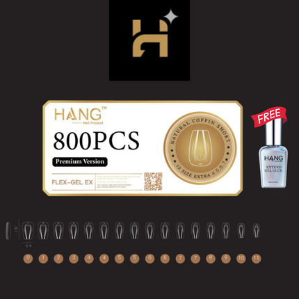 Hang Premium Flex-Gel Ex Natural Coffin ( S-XL ) / Free 1 Hang Extend On Gel 0.5oz