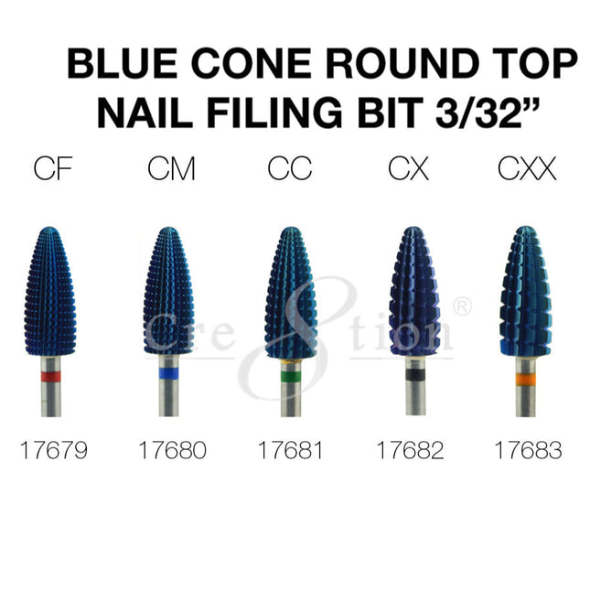 Cre8tion - Blue Cone Round Top - Nail Filing Bit - 3/32
