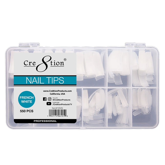 Cre8tion - Nail Tips French White Box (550 pcs)