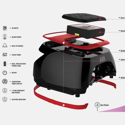 Kupa - Glo Lamp 48W Cordless (Black with Red Trim)