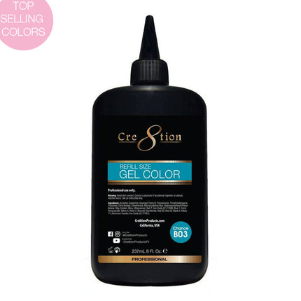 Cre8tion - Gel Color Refill: Base, White, Black, Pink, Chance... (8oz)