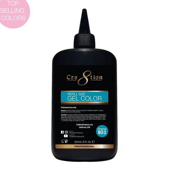 Cre8tion - Gel Color Refill: Base, White, Black, Pink, Chance... (8oz)