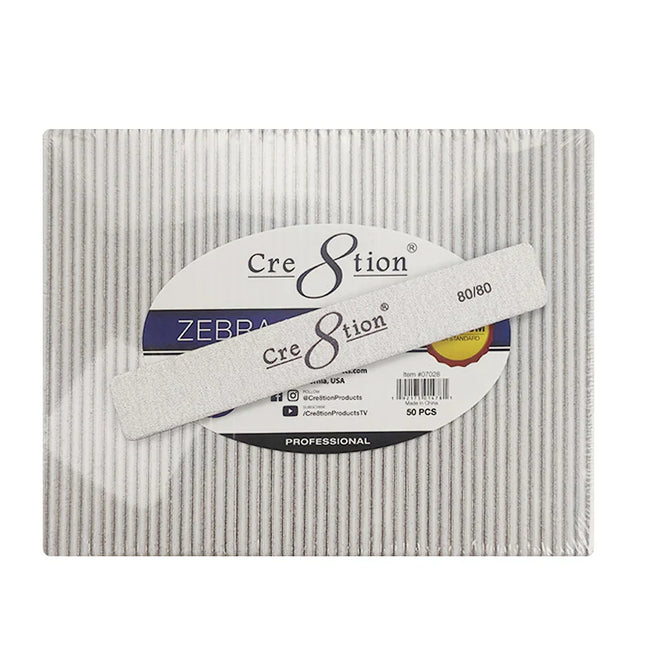 Cre8tion - Jumbo Nail File 50pcs (White/ Zebra)