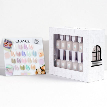 Chance Fairy Suite Collection 0.5oz - 18 Colors w/ 1 Counter Display, 3 Chance No Wipe Top Coat 0.5oz & 1 Cre8tion White Pearl Chrome