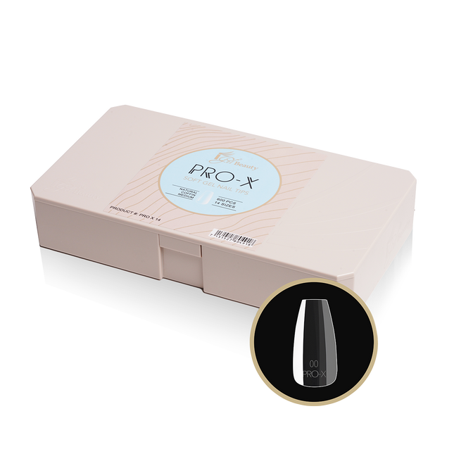 iGel PRO-X Soft Gel Nail Tips 14 - Natural Coffin Medium (600 pcs)