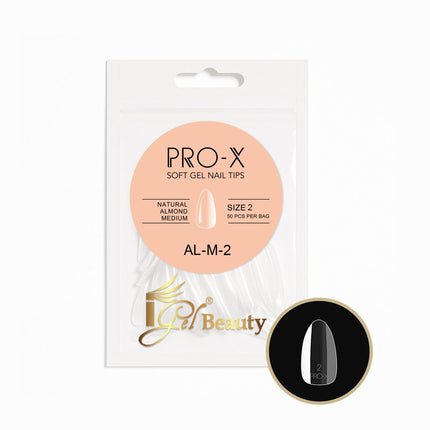 iGel PRO-X Soft Gel Nail Tips 20 - Natural Almond Medium Size 00-9 (Refill Bag)