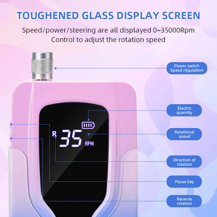 35000RPM Nail Drill Manicure Machine With LCD Display Electric Nail Sander For Acrylic Nail Gel Polish Nail Salon Equipment
