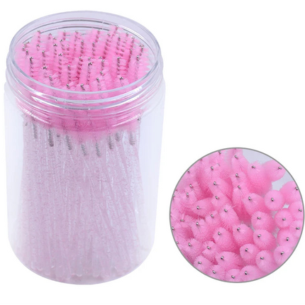 50pcs Eyelash & Eyebrow Brush Spoolies with Case