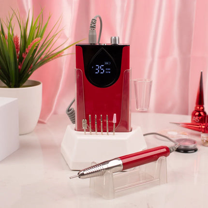 DS - Brushless 35K Portable Nail Drill with Desktop Base Cordless Battery Drilling Machine Wireless 35000RPM Handle Aluminum Alloy