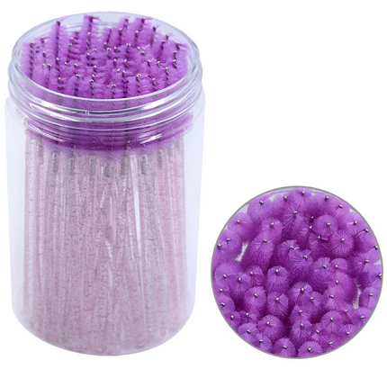 50pcs Eyelash & Eyebrow Brush Spoolies with Case