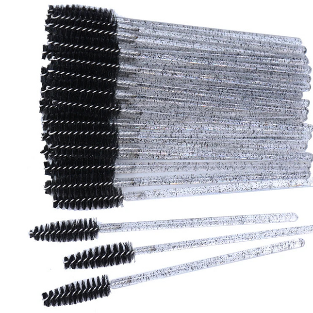 50pcs Eyelash & Eyebrow Brush Spoolies with Case