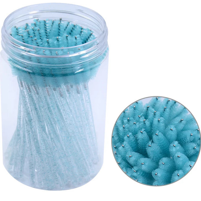 50pcs Eyelash & Eyebrow Brush Spoolies with Case