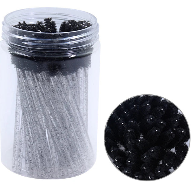 50pcs Eyelash & Eyebrow Brush Spoolies with Case