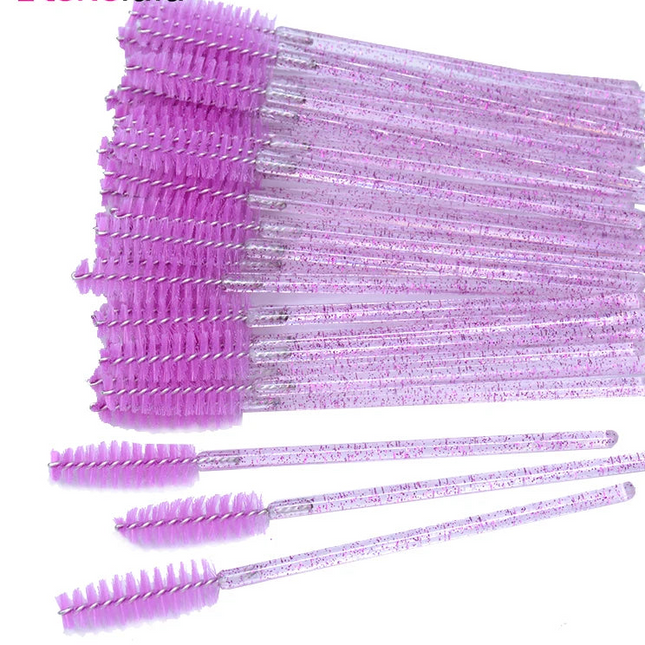 50pcs Eyelash & Eyebrow Brush Spoolies with Case