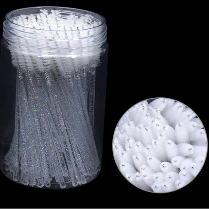 50pcs Eyelash & Eyebrow Brush Spoolies with Case