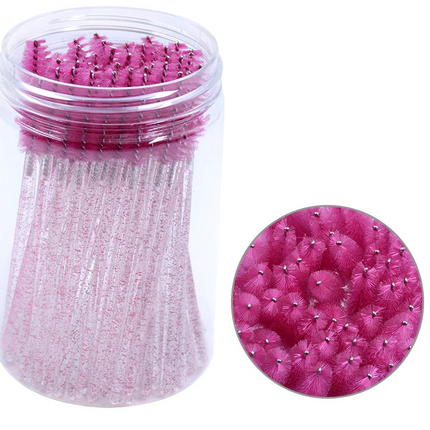 50pcs Eyelash & Eyebrow Brush Spoolies with Case