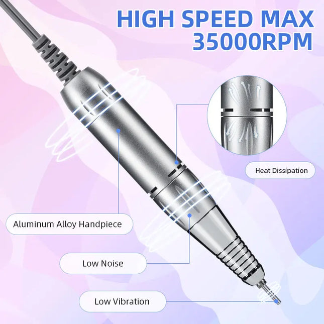 35000RPM Nail Drill Manicure Machine With LCD Display Electric Nail Sander For Acrylic Nail Gel Polish Nail Salon Equipment