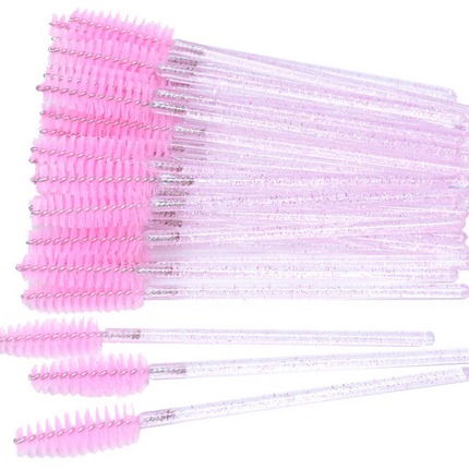 50pcs Eyelash & Eyebrow Brush Spoolies with Case
