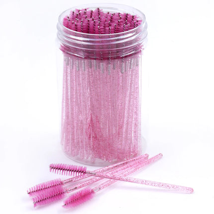 50pcs Eyelash & Eyebrow Brush Spoolies with Case