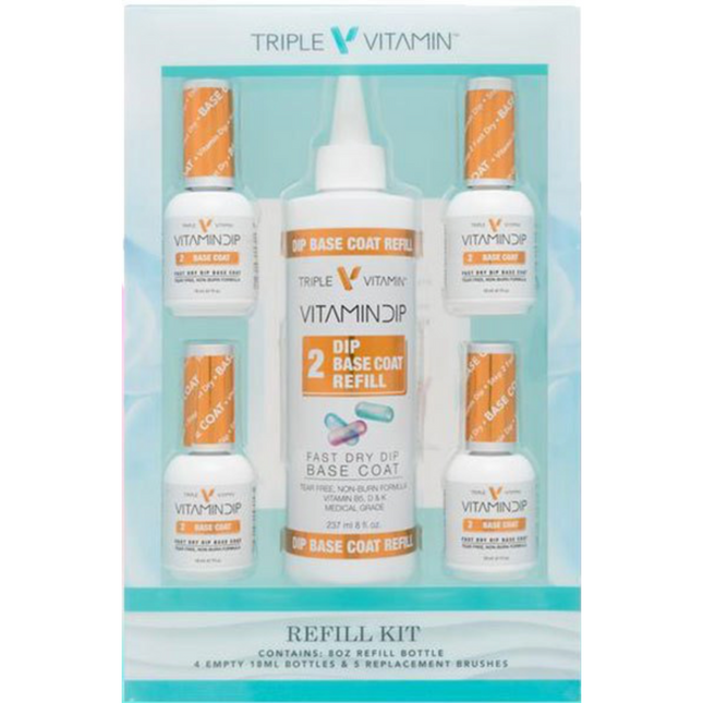 Triple Vitamin - Dip System Refill Kit: Bond, Base, Activator, Top (8oz)