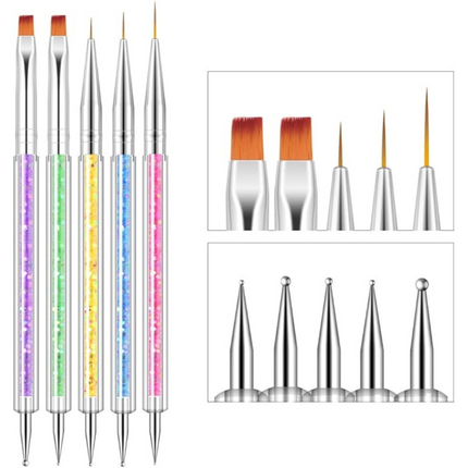 Nail Art Liner Brush Pen Dotting (Set 5pcs)