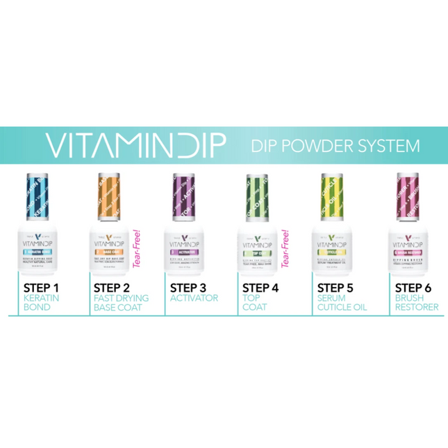 Triple Vitamin - Dip System: Bond, Base, Activator, Top, Oil, Brush (15ml)