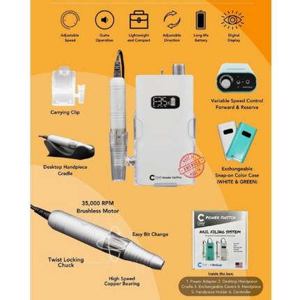 Chisel - Power Switch Pro 35K Drill (White & Teal) - NEW