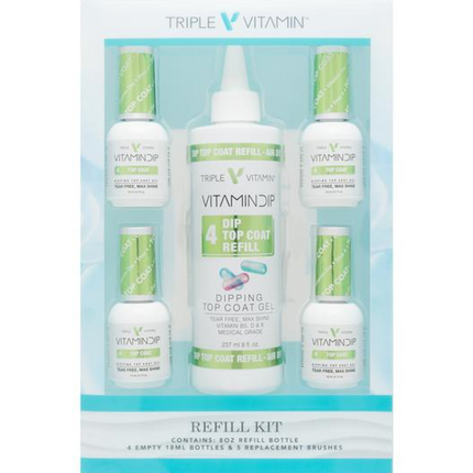 Triple Vitamin - Dip System Refill Kit: Bond, Base, Activator, Top (8oz)