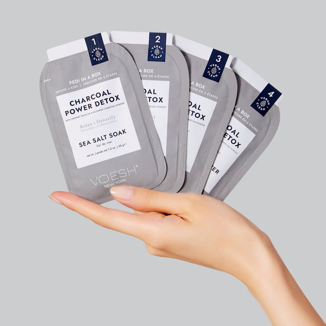 VOESH - Deluxe Pedicure 4in1 Case 50pcs - Charcoal Powder Detox