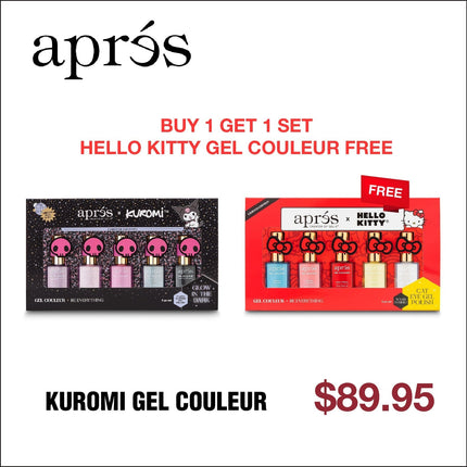 Apres x Kuromi Naughty and Nice - Flash Glitter - Gel Couleur 10ml (Set of 5) Buy 1 Get 1 Set Hello Kitty Gel Couleur