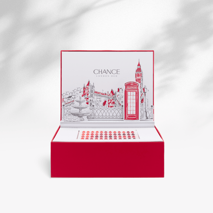 Chance Red London Collection 0.5oz - 48 Colors w/ 1 Color Booklet, 1 Color Board & 1 Cre8tion Polka Dot Filing Machine