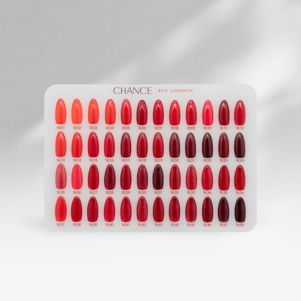 Chance Red London Collection 0.5oz - 48 Colors w/ 1 Color Booklet, 1 Color Board & 1 Cre8tion Polka Dot Filing Machine