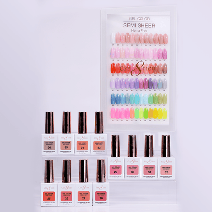 Cre8tion Hema Free Semi-Sheer Collection 0.5oz - Full Set 72 Colors w/ 1 Color Book & 1 Counter Color Chart