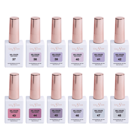 Cre8tion Hema Free Semi-Sheer Collection 0.5oz - Full Set 72 Colors w/ 1 Color Book & 1 Counter Color Chart