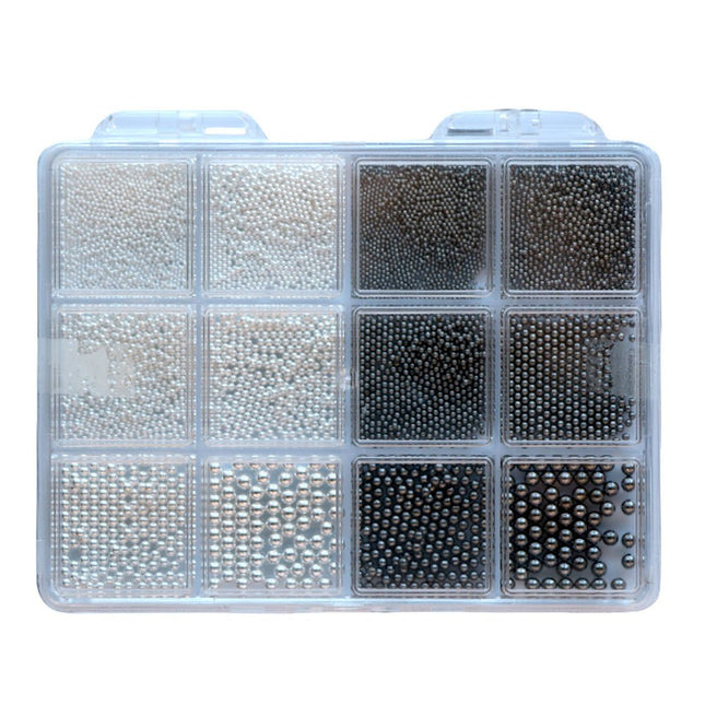 Cre8tion Nail Art Accessory Assorted Black Pearl & Silver Beads 06