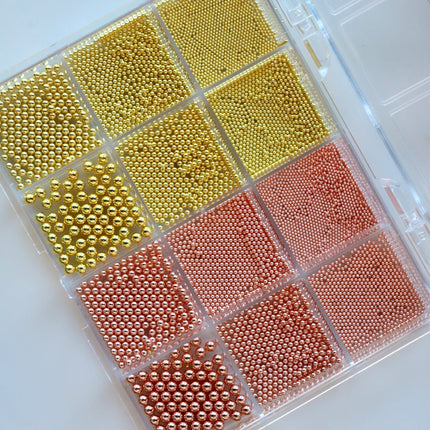Cre8tion Nail Art Accessory Assorted Rose Gold & Gold Beads 05