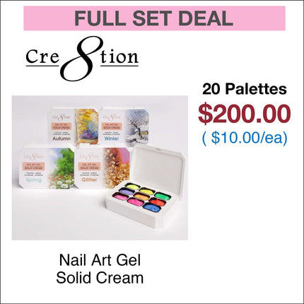 Cre8tion Nail Art Gel - Solid Cream Collection - 20 palettes
